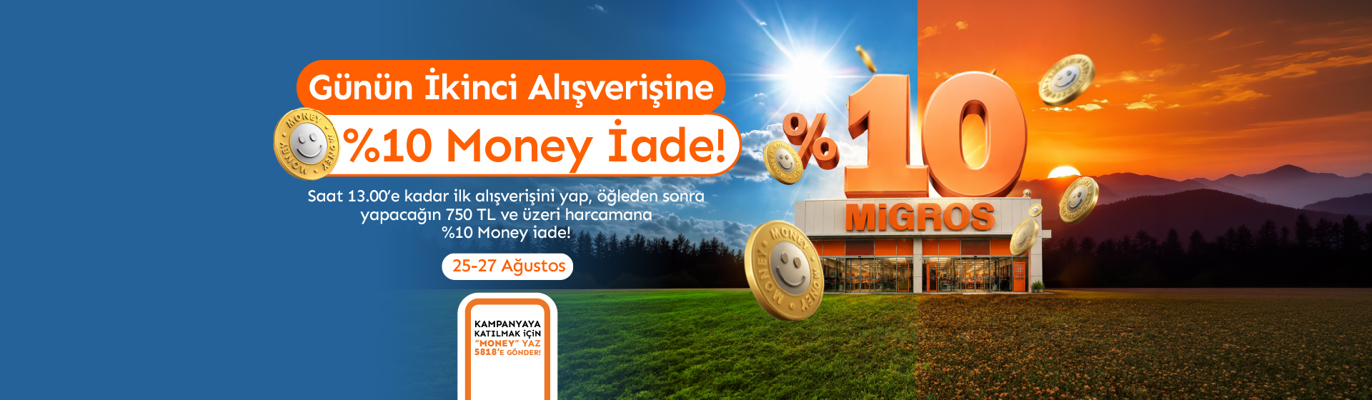 Günün İkinci Alışverişine %10 Money İade