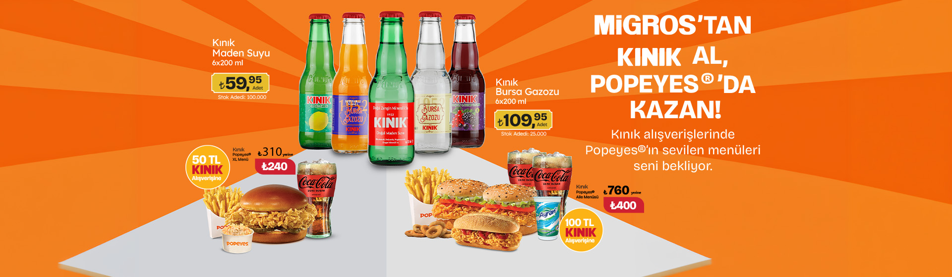 100 TL ve üzeri Kınık Alışverişine Popeyes İndirim Kodu
