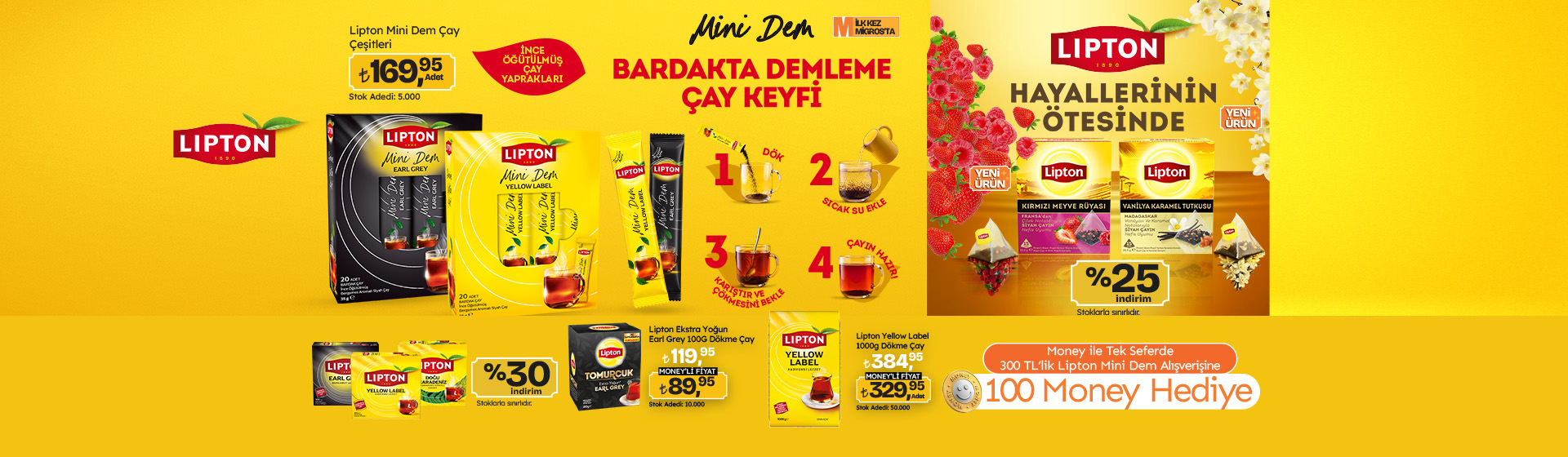 300 TL Lipton Mini Dem Alışverişine 100 Money