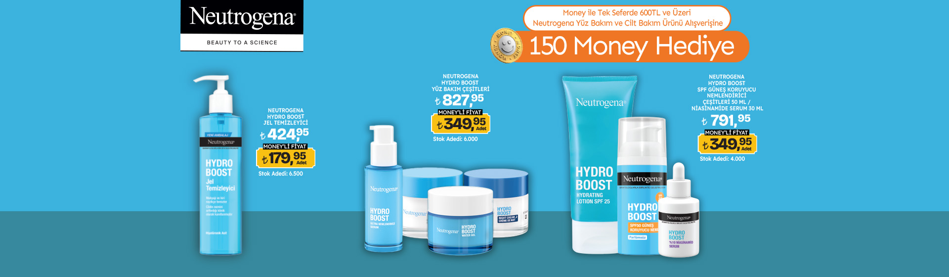 600 TL Neutrogena Yüz Bakım ve Cilt Bakım Ürün Alışverişine 150 Money