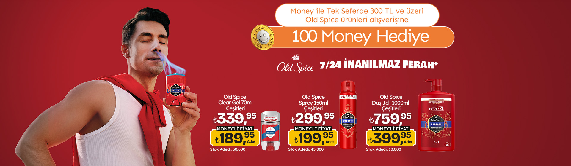 300 TL Old Spice Alışverişine 100 Money