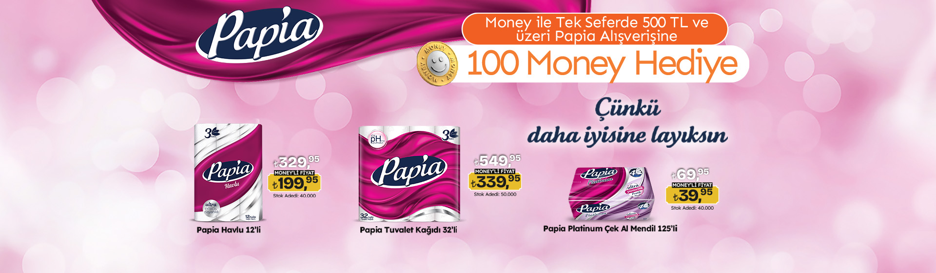 500 TL Papia Alışverişine 100 Money