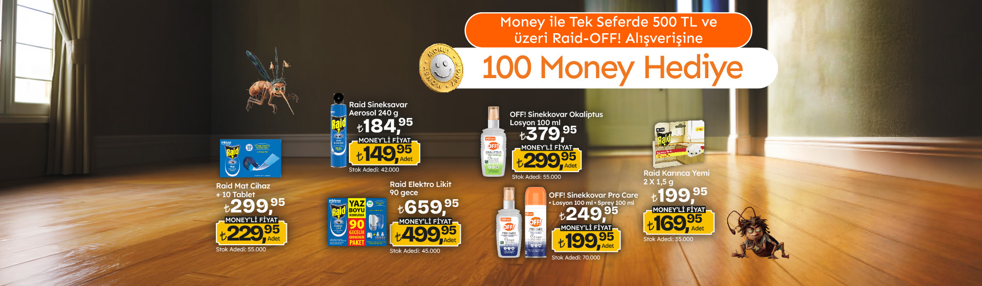 500 TL Raid-OFF! Alışverişine 100 Money
