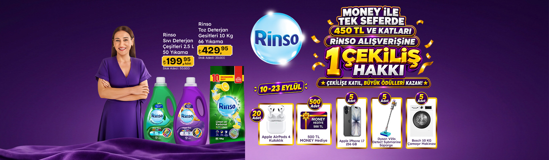 450 TL ve katları Rinso Alışverişine 1 Çekiliş Hakkı!
