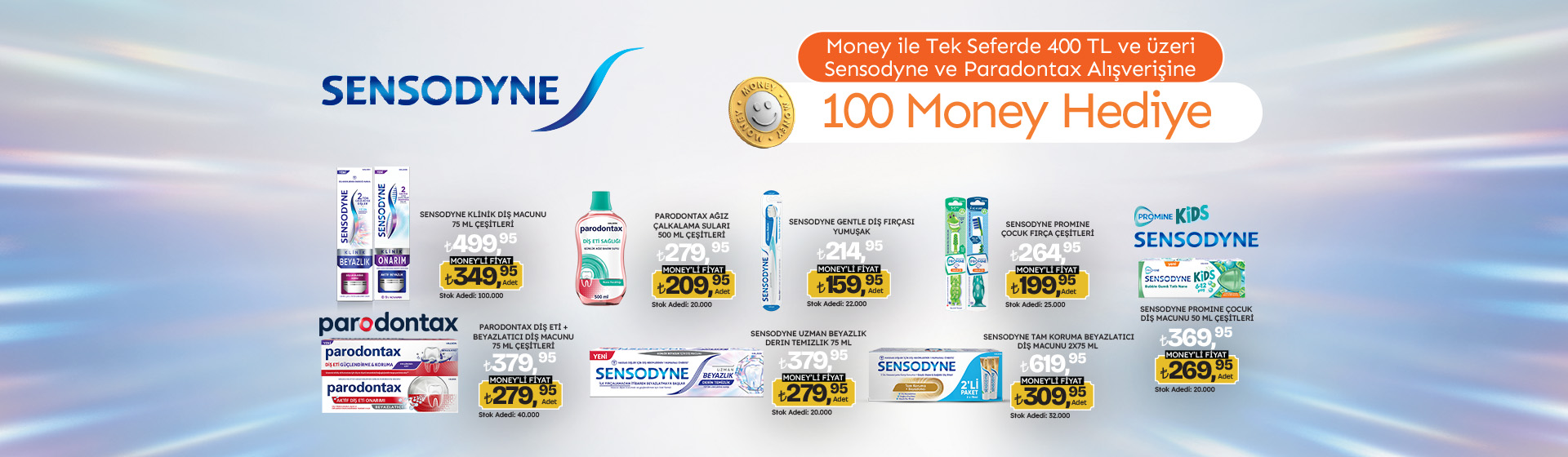 400 TL Sensodyne veya Parodontax Alışverişine 100 Money