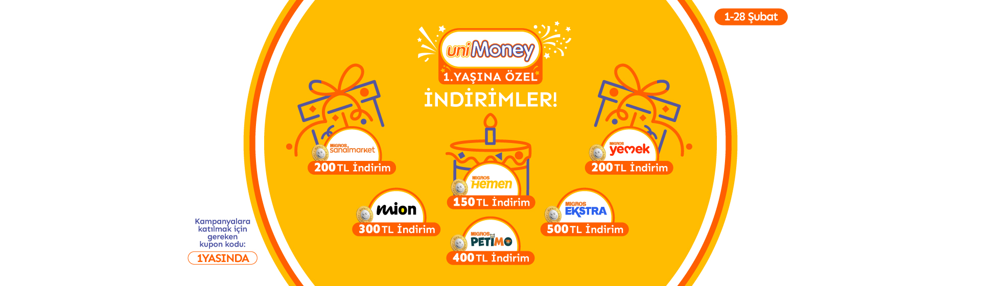 UniMoney'nin 1. Yaşına Özel İndirim Kampanyaları